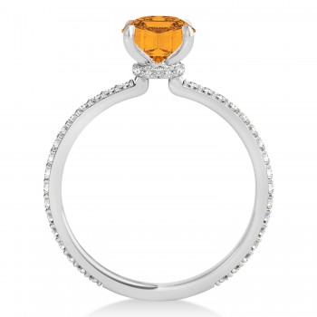 Oval Citrine & Diamond Hidden Halo Engagement Ring Platinum (0.76ct)