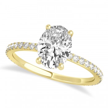 Oval Lab Grown Diamond Hidden Halo Engagement Ring 14k Yellow Gold (1.00ct)