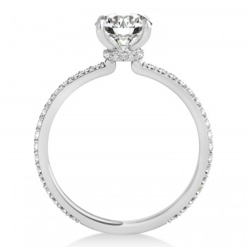 Oval Lab Grown Diamond Hidden Halo Engagement Ring 14k White Gold (0.76ct)