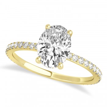 Oval Lab Grown Diamond Hidden Halo Engagement Ring 14k Yellow Gold (0.76ct)