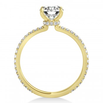 Oval Lab Grown Diamond Hidden Halo Engagement Ring 14k Yellow Gold (0.76ct)
