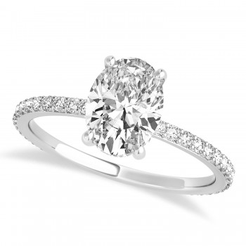 Oval Lab Grown Diamond Hidden Halo Engagement Ring 14k White Gold (1.50ct)