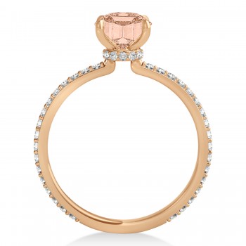 Oval Morganite & Diamond Hidden Halo Engagement Ring 14k Rose Gold (0.76ct)