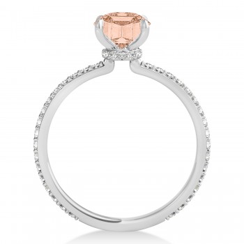Oval Morganite & Diamond Hidden Halo Engagement Ring Platinum (0.76ct)