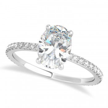 Oval Moissanite & Diamond Hidden Halo Engagement Ring Platinum (0.76ct)