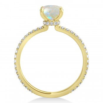 Oval Opal & Diamond Hidden Halo Engagement Ring 14k Yellow Gold (0.76ct)