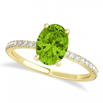 Oval Peridot & Diamond Hidden Halo Engagement Ring 14k Yellow Gold (0.76ct)
