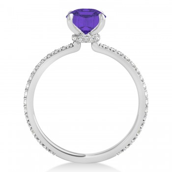 Oval Tanzanite & Diamond Hidden Halo Engagement Ring Platinum (0.76ct)