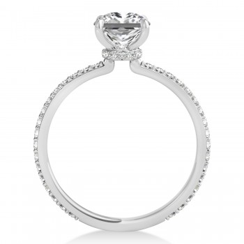 Princess Diamond Hidden Halo Engagement Ring 14k White Gold (0.89ct)