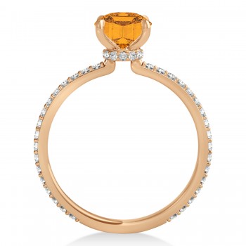 Princess Citrine & Diamond Hidden Halo Engagement Ring 18k Rose Gold (0.89ct)