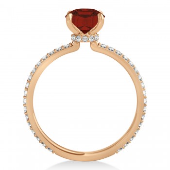 Princess Garnet & Diamond Hidden Halo Engagement Ring 14k Rose Gold (0.89ct)