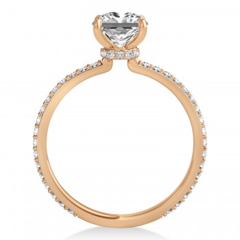 Princess Lab Grown Diamond Hidden Halo Engagement Ring 14k Rose Gold (0.89ct)