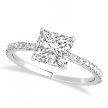 Princess Lab Grown Diamond Hidden Halo Engagement Ring 18k White Gold (0.89ct)