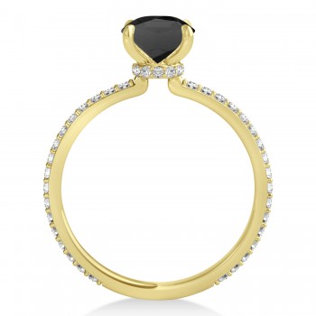 Princess Onyx & Diamond Hidden Halo Engagement Ring 18k Yellow Gold (0.89ct)