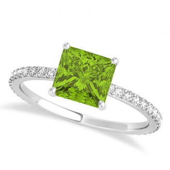 Princess Peridot & Diamond Hidden Halo Engagement Ring Platinum (0.89ct)