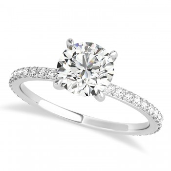 Round Diamond Hidden Halo Engagement Ring 14k White Gold (1.00ct)