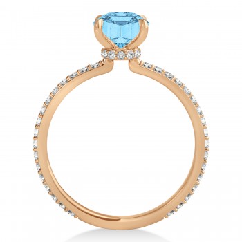 Round Blue Topaz & Diamond Hidden Halo Engagement Ring 14k Rose Gold (1.68ct)