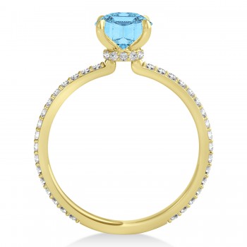 Round Blue Topaz & Diamond Hidden Halo Engagement Ring 14k Yellow Gold (1.68ct)