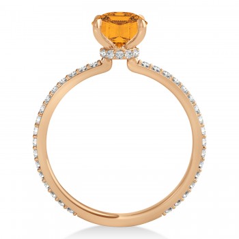 Round Citrine & Diamond Hidden Halo Engagement Ring 14k Rose Gold (1.68ct)