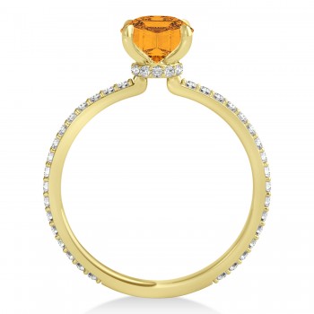 Round Citrine & Diamond Hidden Halo Engagement Ring 14k Yellow Gold (1.68ct)