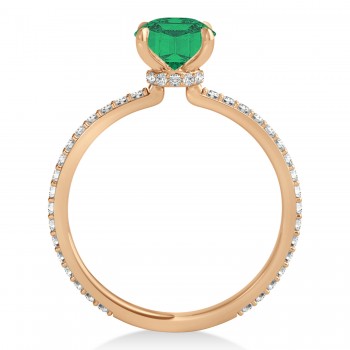 Round Emerald & Diamond Hidden Halo Engagement Ring 14k Rose Gold (1.68ct)