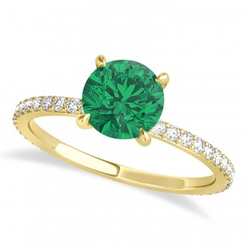 Round Emerald & Diamond Hidden Halo Engagement Ring 14k Yellow Gold (1.68ct)