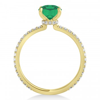 Round Emerald & Diamond Hidden Halo Engagement Ring 18k Yellow Gold (1.68ct)