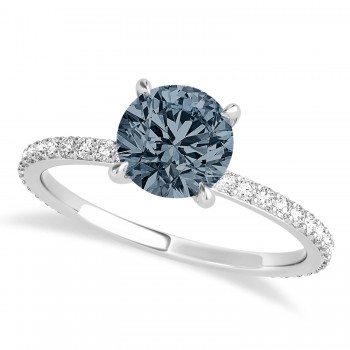 Round Gray Spinel & Diamond Hidden Halo Engagement Ring Platinum (1.68ct)