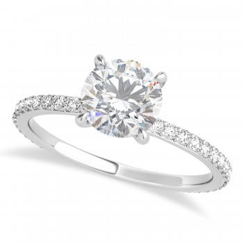 Round Moissanite & Diamond Hidden Halo Engagement Ring 14k White Gold (1.68ct)