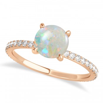 Round Opal & Diamond Hidden Halo Engagement Ring 14k Rose Gold (1.68ct)