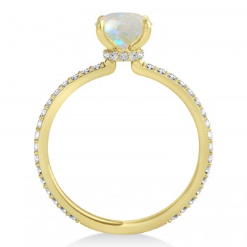 Round Opal & Diamond Hidden Halo Engagement Ring 14k Yellow Gold (1.68ct)