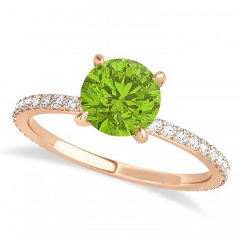 Round Peridot & Diamond Hidden Halo Engagement Ring 14k Rose Gold (1.68ct)