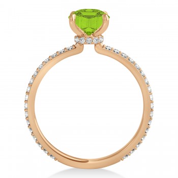 Round Peridot & Diamond Hidden Halo Engagement Ring 14k Rose Gold (1.68ct)