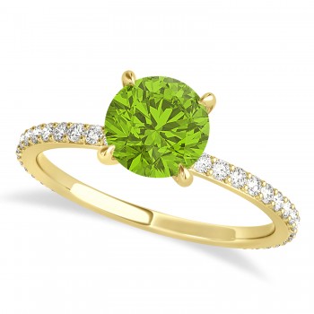 Round Peridot & Diamond Hidden Halo Engagement Ring 14k Yellow Gold (1.68ct)