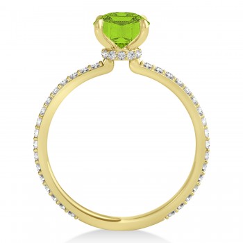 Round Peridot & Diamond Hidden Halo Engagement Ring 18k Yellow Gold (1.68ct)