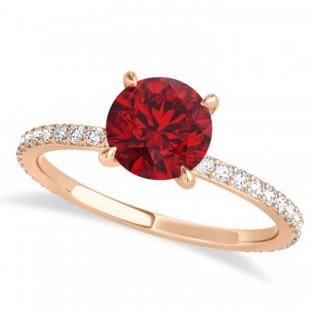 Round Ruby & Diamond Hidden Halo Engagement Ring 14k Rose Gold (1.68ct)