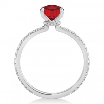 Round Ruby & Diamond Hidden Halo Engagement Ring 14k White Gold (1.68ct)