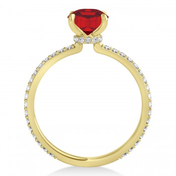 Round Ruby & Diamond Hidden Halo Engagement Ring 18k Yellow Gold (1.68ct)