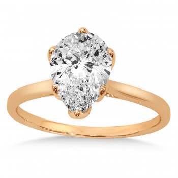 Solitaire Pear Shape Engagement Ring 14k Rose Gold