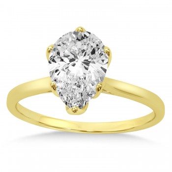 Solitaire Pear Shape Engagement Ring 14k Yellow Gold