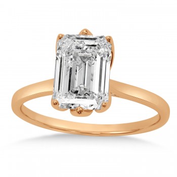 Solitaire Emerald Cut Engagement Ring 14k Rose Gold