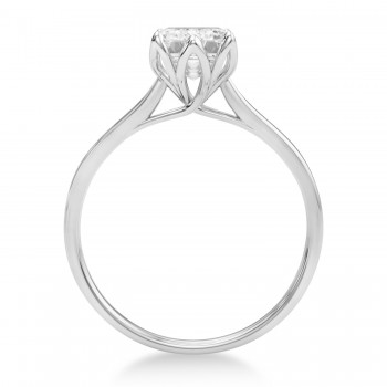 Solitaire Emerald Cut Engagement Ring 14k White Gold