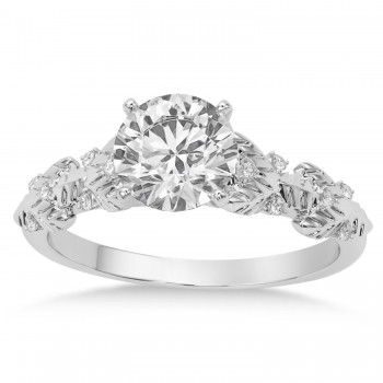 Diamond Floral Vine Engagement Ring 14k White Gold (0.05ct)