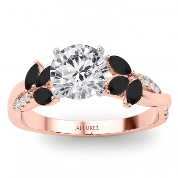 Lab Grown Diamond & Lab Black Lab Grown Diamond Marquise Leaf Engagement Ring 14K Rose Gold (0.38ct)