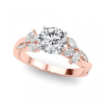 Diamond with Marquise Leaf Engagement Ring 14K Rose Gold (0.50ct)