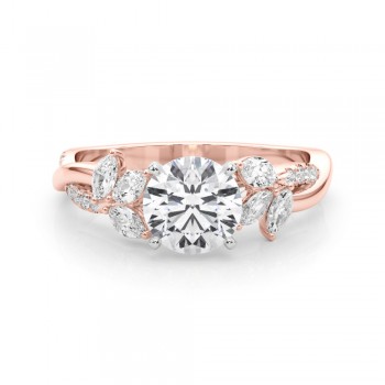 Diamond with Marquise Leaf Engagement Ring 18K Rose Gold (0.50ct)