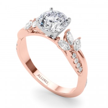 Diamond with Marquise Leaf Engagement Ring 18K Rose Gold (0.50ct)