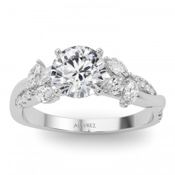 Lab Grown Diamond with Marquise Leaf Engagement Ring 18K White Gold (0.38ct)