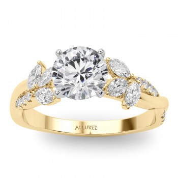 Lab Grown Diamond with Marquise Leaf Engagement Ring 18K Yellow Gold (0.38ct)