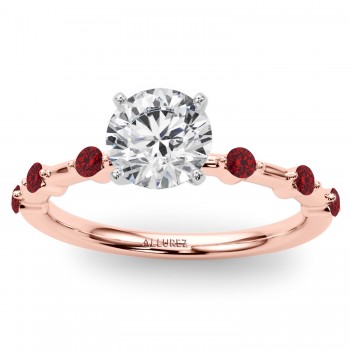 Lab Ruby Scalloped Engagement Ring 14K Rose Gold (0.20ct)